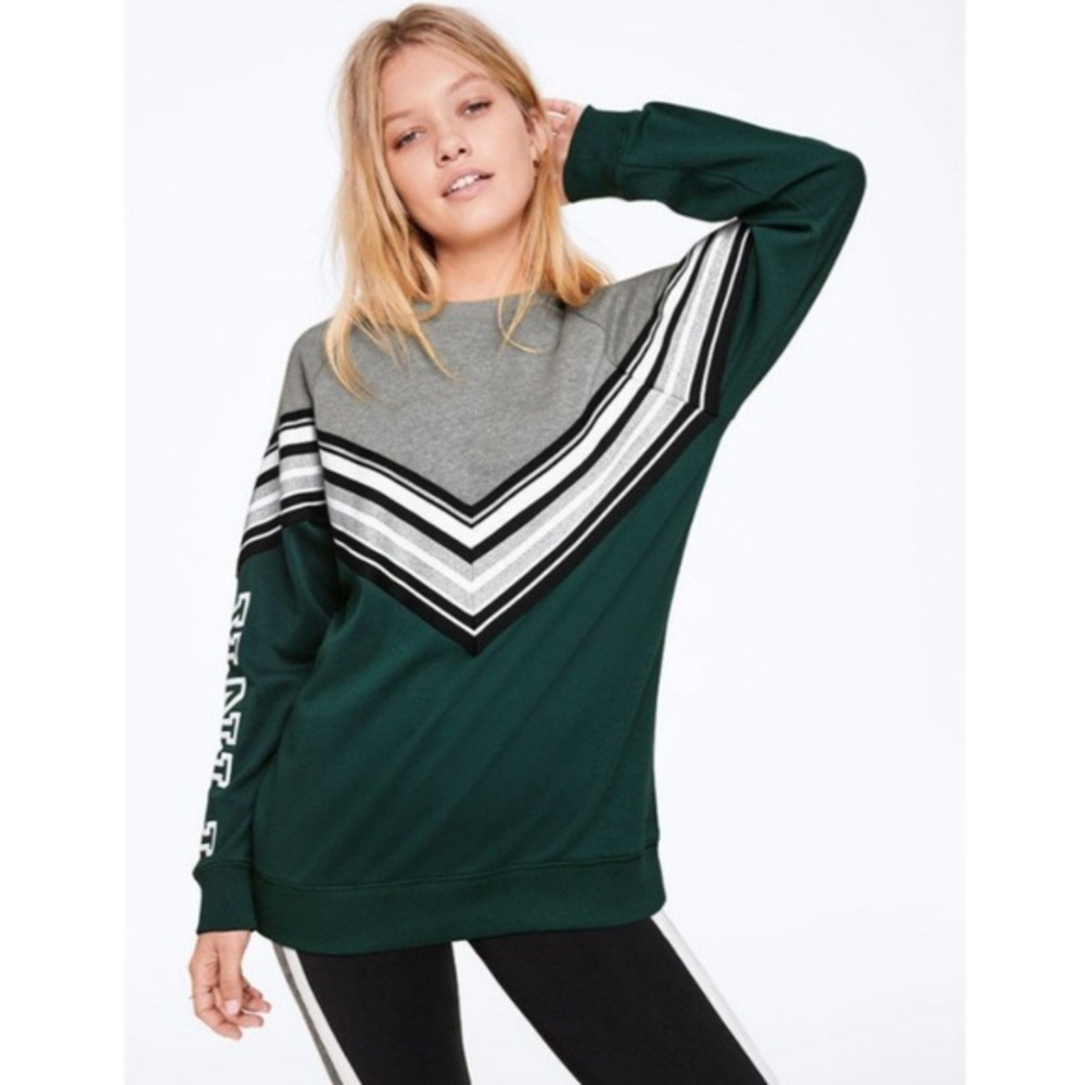 PINK black and white crewneck hoodie